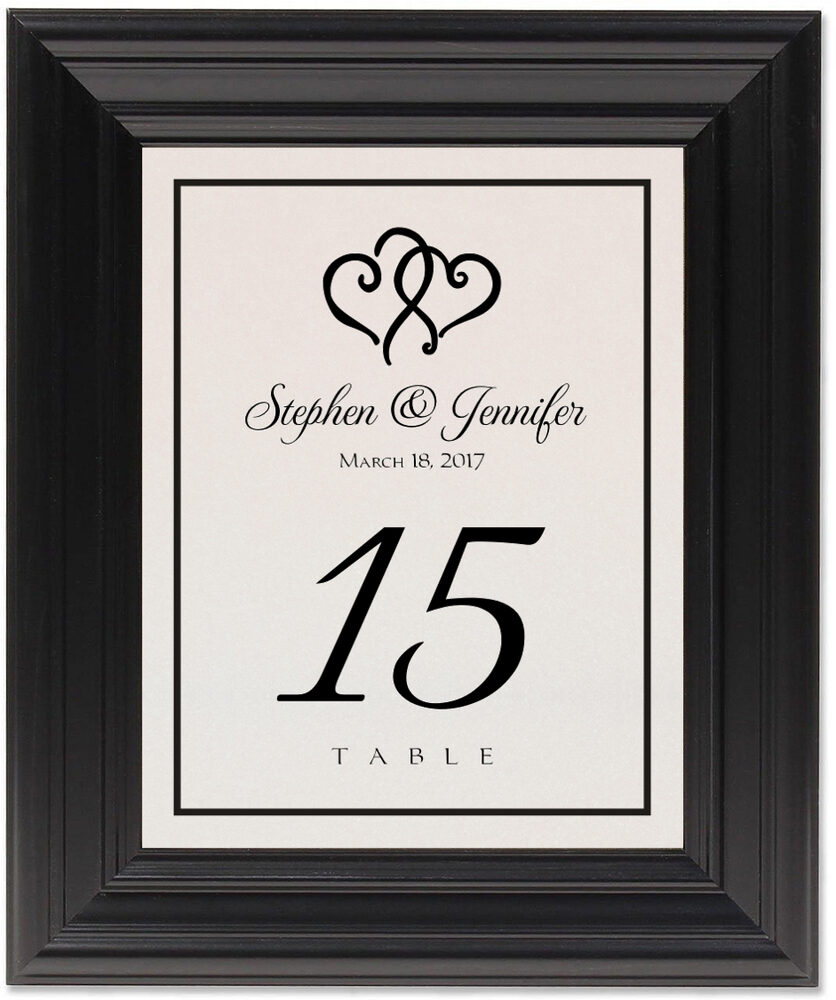 Framed Photograph of Linked Hearts Table Numbers