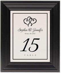 Framed Photograph of Linked Hearts Table Numbers