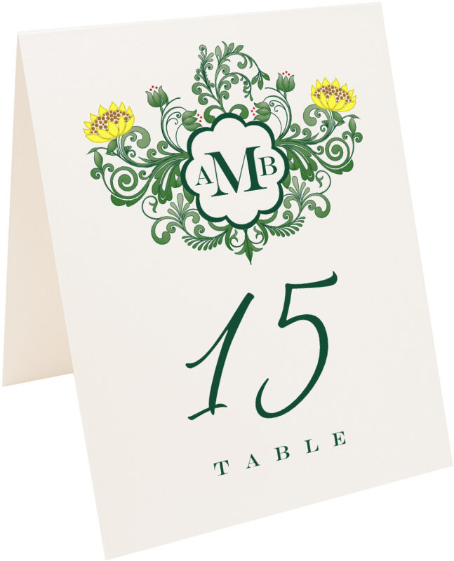 Photograph of Tented Lotus Seal Table Numbers