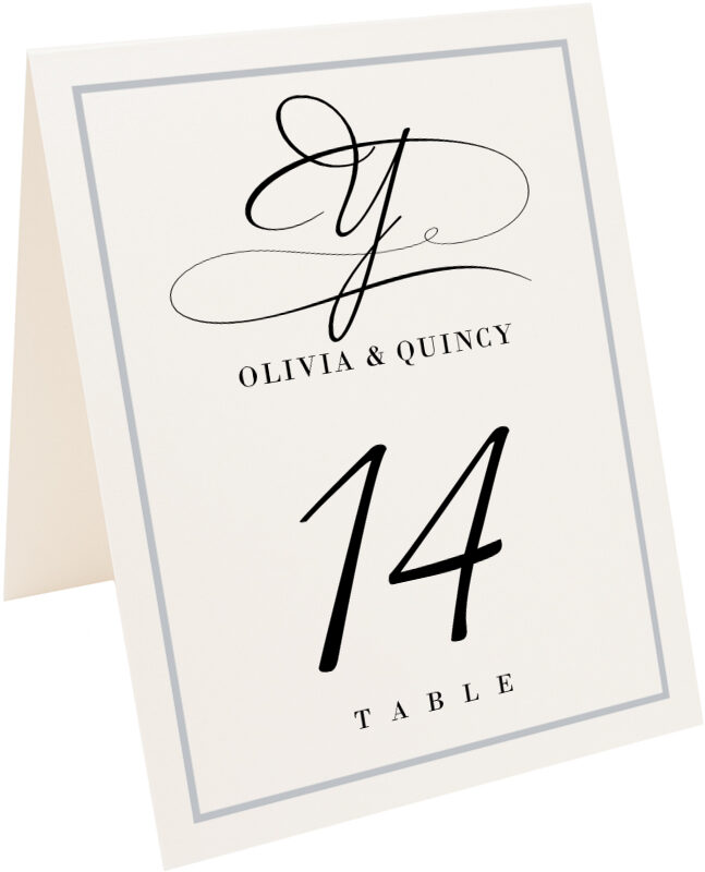 Photograph of Tented Miss Le Gatees Monogram 10 Table Numbers
