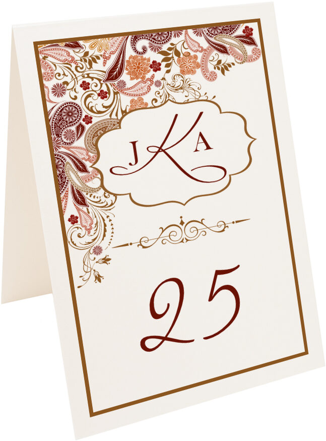 Photograph of Tented Paisley Garden Table Numbers