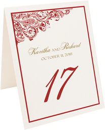 Photograph of Tented Paisley Power Corner Table Numbers