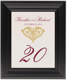 Framed Photograph of Paisley Power Heart Table Numbers