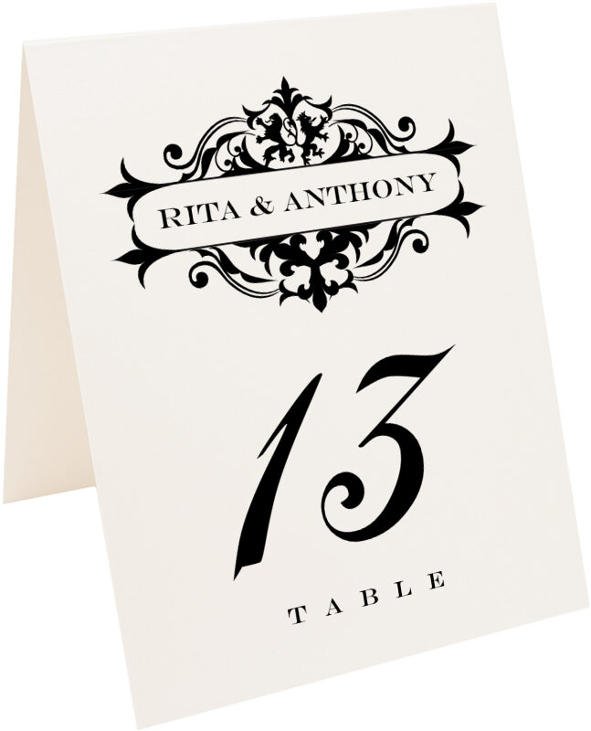 Photograph of Tented Royal Lion Table Numbers