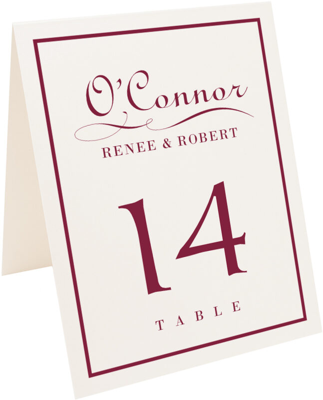 Photograph of Tented Typo Upright Monogram 28 Table Numbers