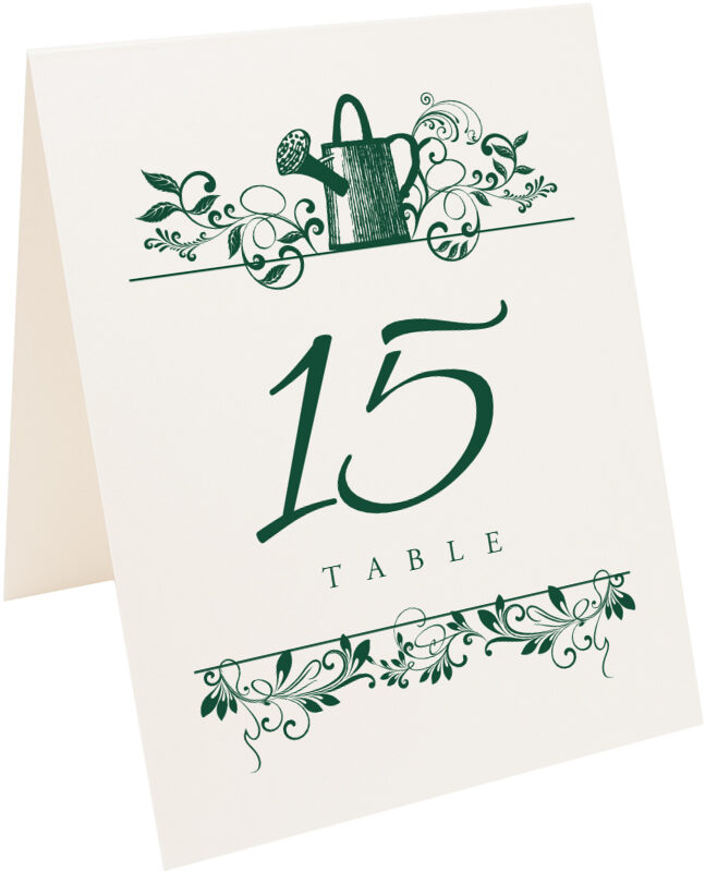Photograph of Tented Watering Can Table Numbers