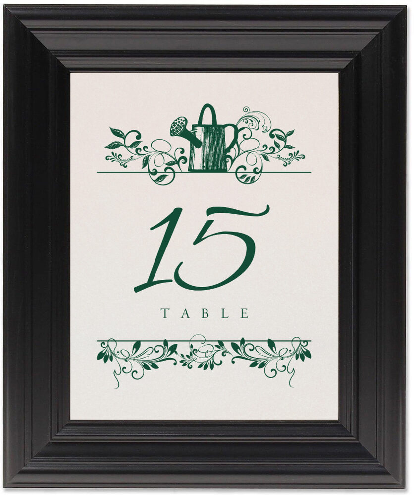 Framed Photograph of Watering Can Table Numbers