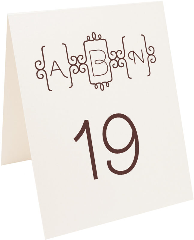Photograph of Tented Brownstone Brackets Table Numbers