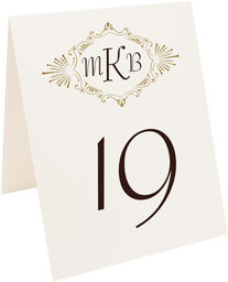 Photograph of Tented Carmine Tango Monogram Table Numbers