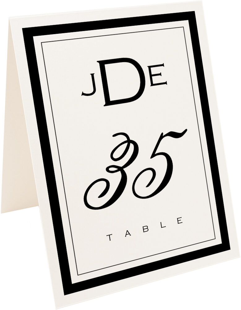 Photograph of Tented Copperplate Monogram Table Numbers