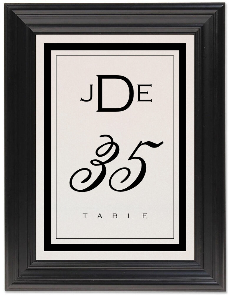 Framed Photograph of Copperplate Monogram Table Numbers