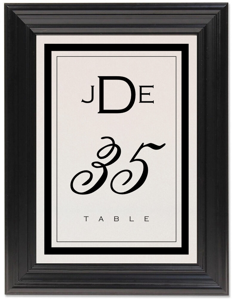 Framed Photograph of Copperplate Monogram Table Numbers
