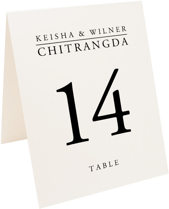 Photograph of Tented Garamond Monogram Table Numbers