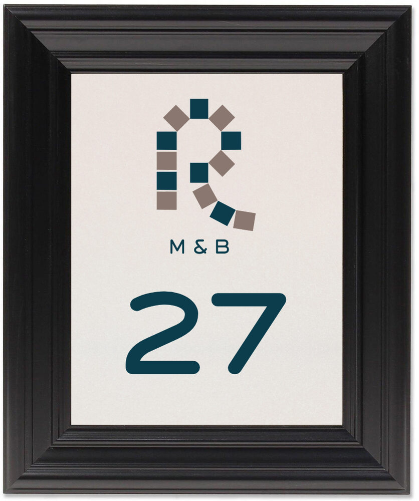Framed Photograph of Contemporary Monogram 44 Table Numbers