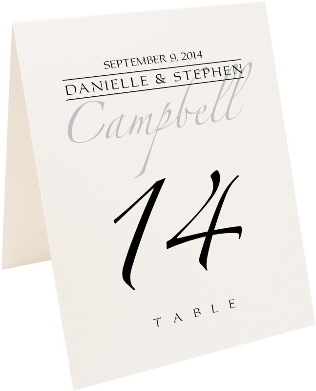 Photograph of Tented Zapfino Monogram 13 Table Numbers
