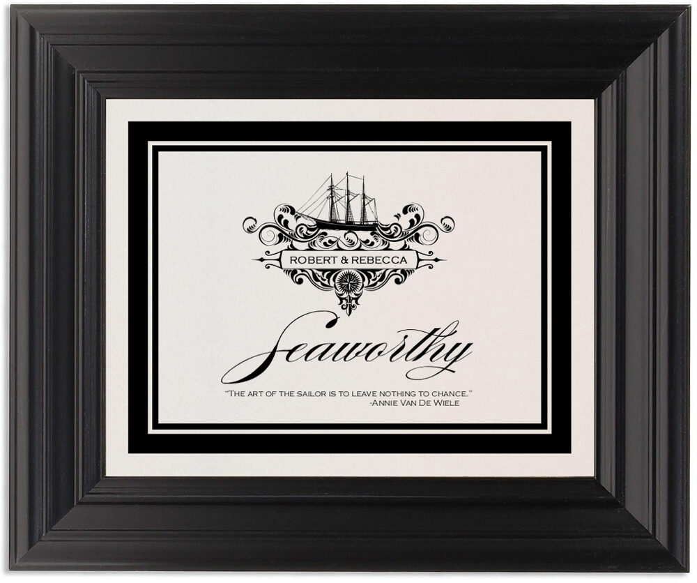 Framed Photograph of Seaworthy Navigation Memorabilia Cards