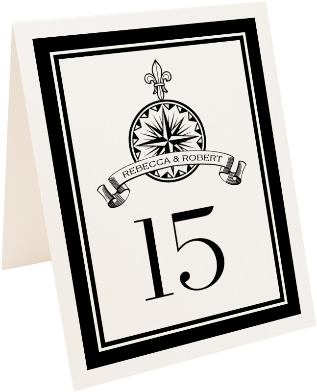 Photograph of Tented Fleur-de-lis Compass Banner Table Numbers