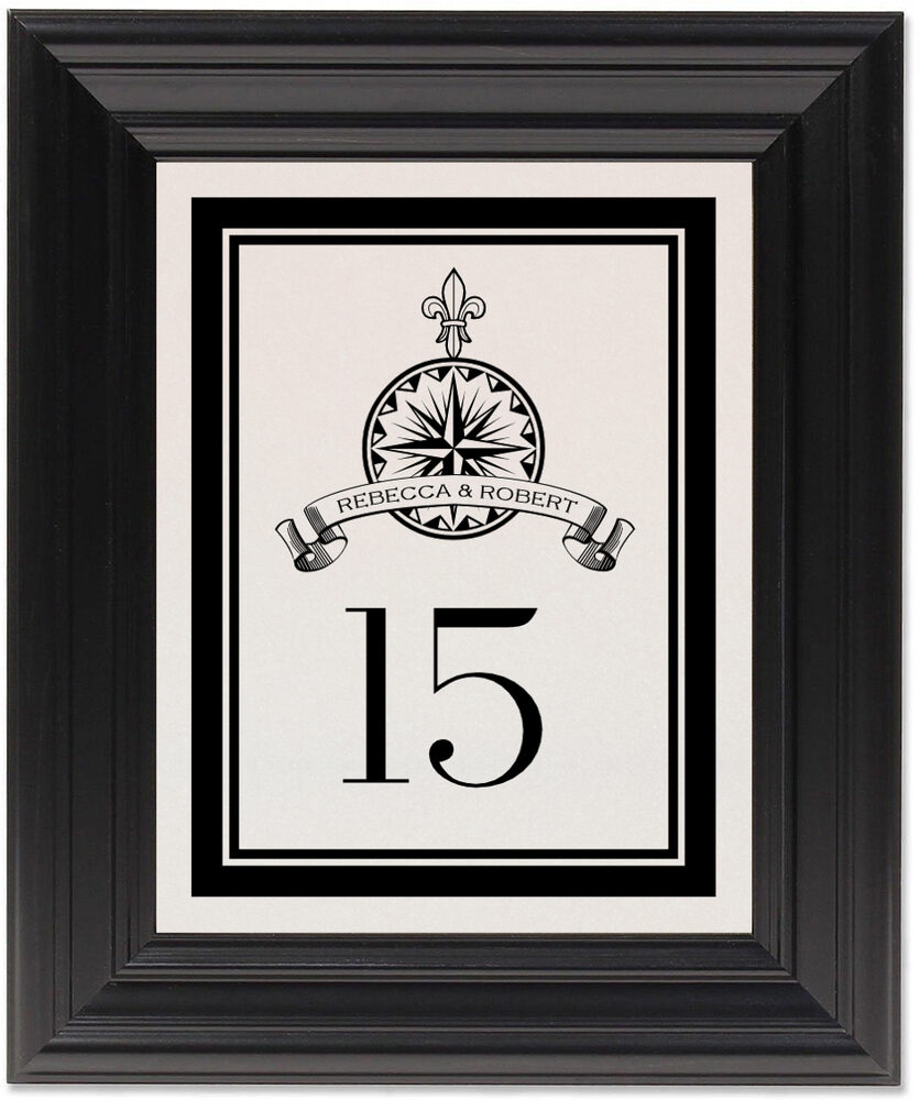Framed Photograph of Fleur-de-lis Compass Banner Table Numbers