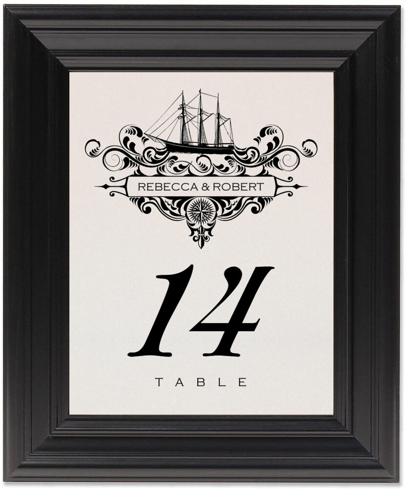 Framed Photograph of Seaworthy Navigation Table Numbers