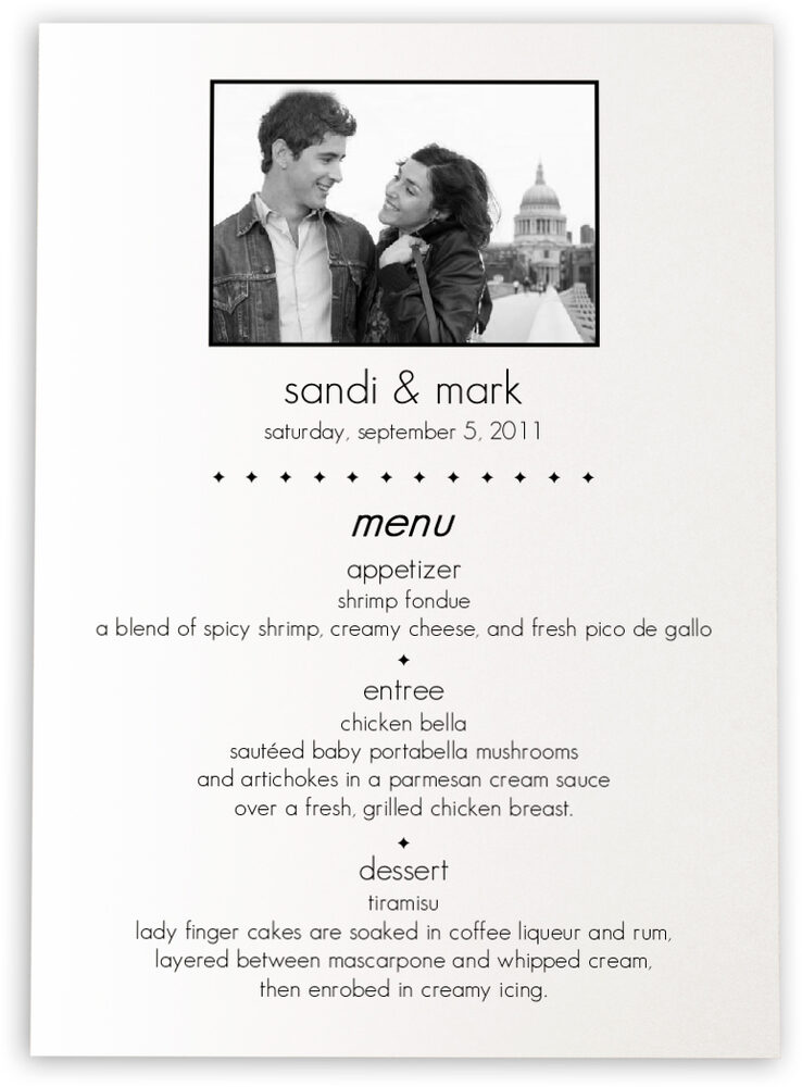 Photograph of Understated Wedding Menus