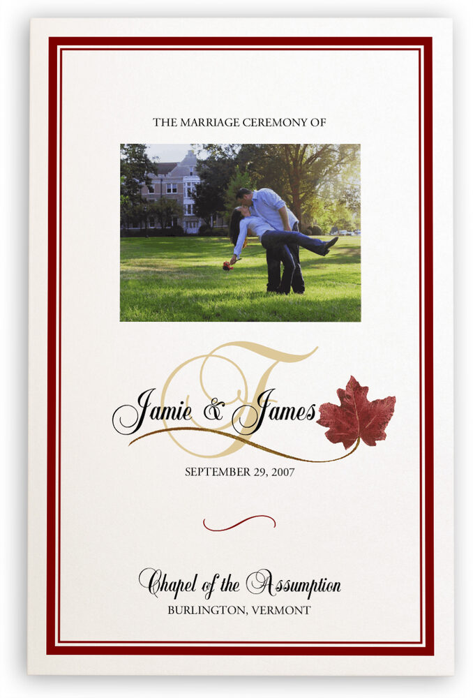 Photograph of Fall in Love Wedding Programs