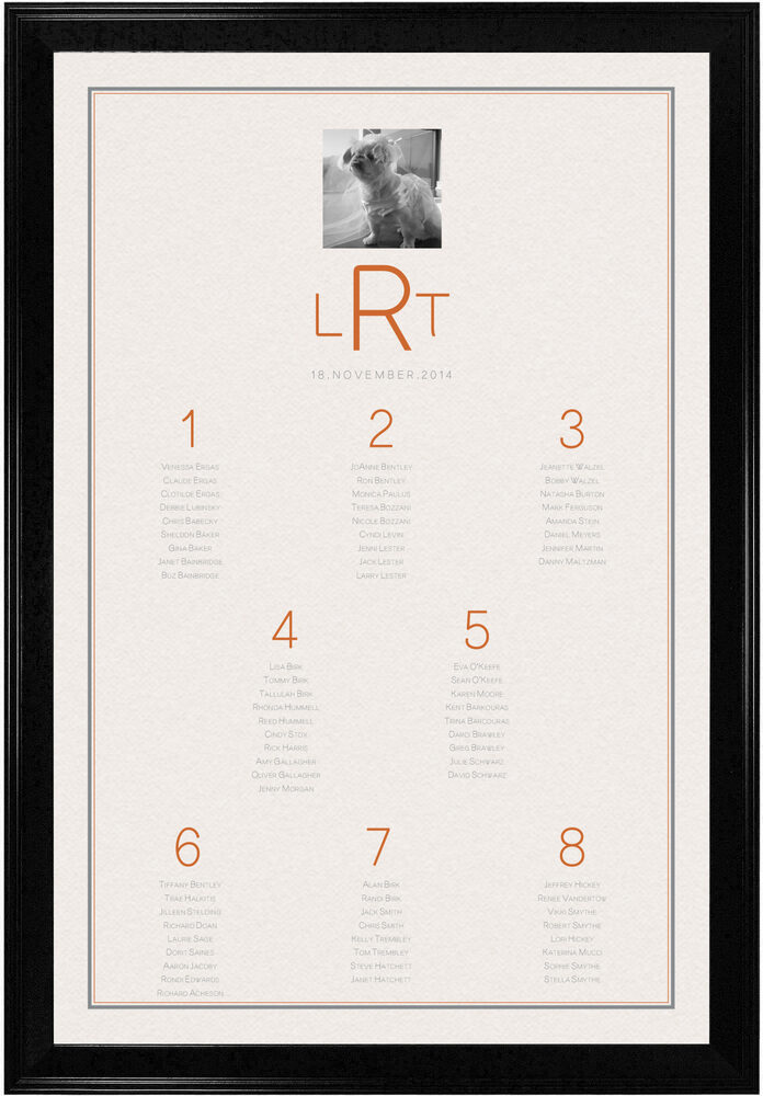 Photograph of Simple Affair Photography Seating Charts