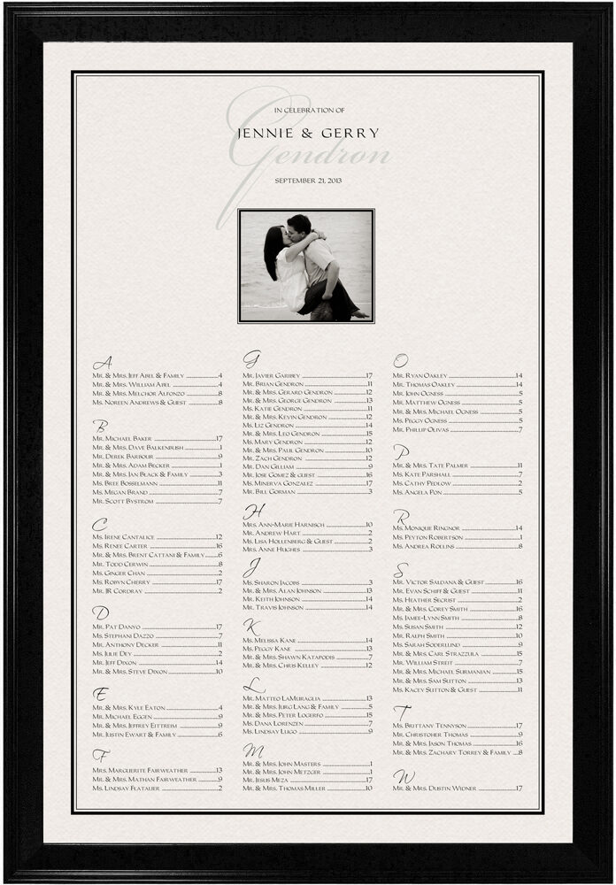 Photograph of Simple Monotone Photography Seating Charts