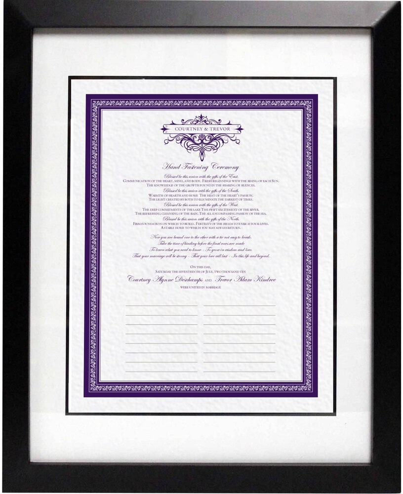 Photograph of Hand Fasting Ceremony Wedding Certificates