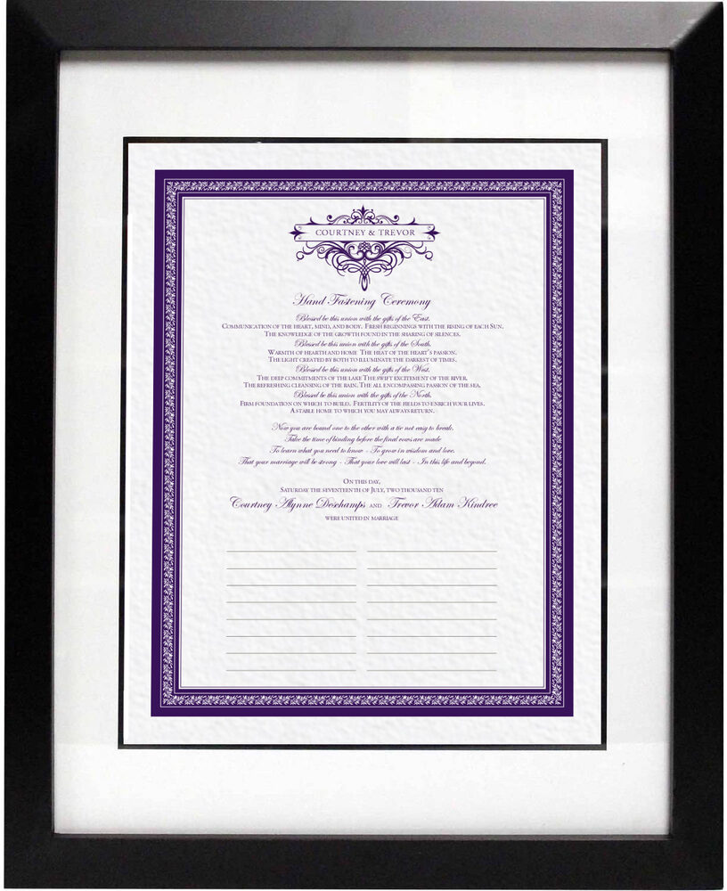 Photograph of Hand Fasting Ceremony Wedding Certificates