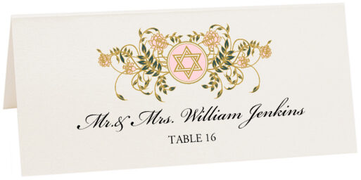 Photograph of Tented Colorful Shield of David Place Cards