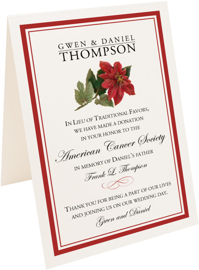 Photograph of Tented Poinsettia Donation Cards