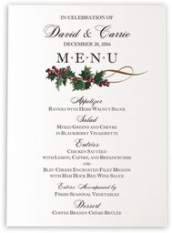 Photograph of Holly Swirl Wedding Menus