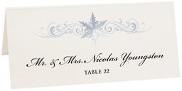 Photograph of Tented Snowflake Flourish Place Cards