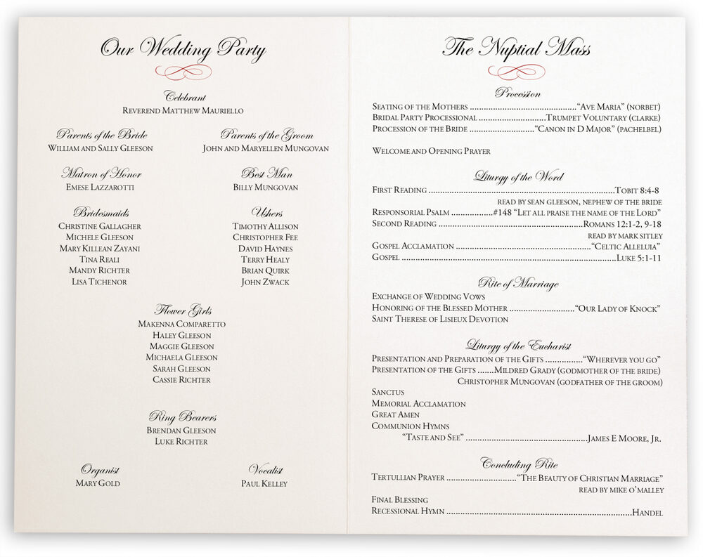 Photograph of Poinsettia Wedding Programs