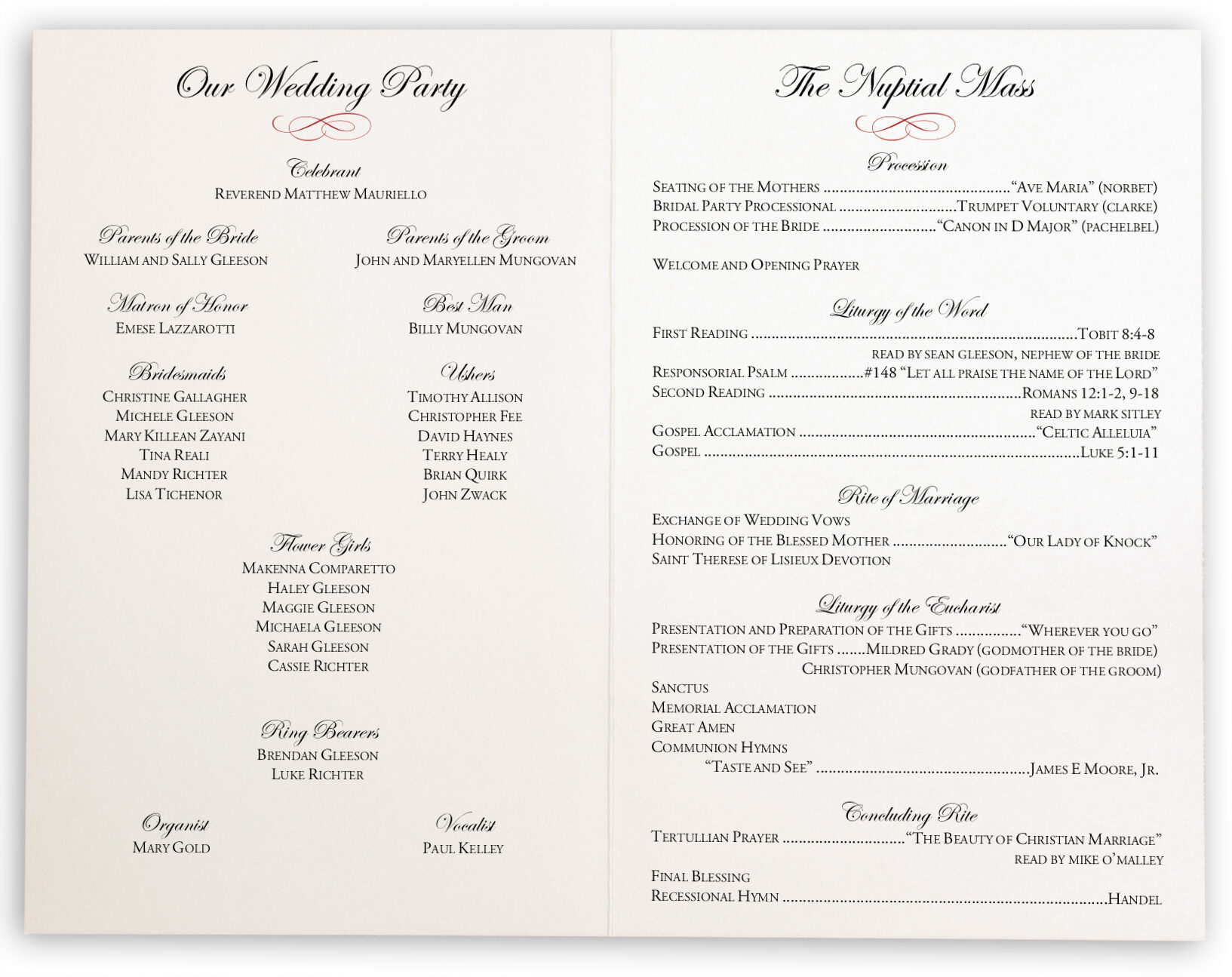 Poinsettia Christmas Winter And Holida Wedding Programs And