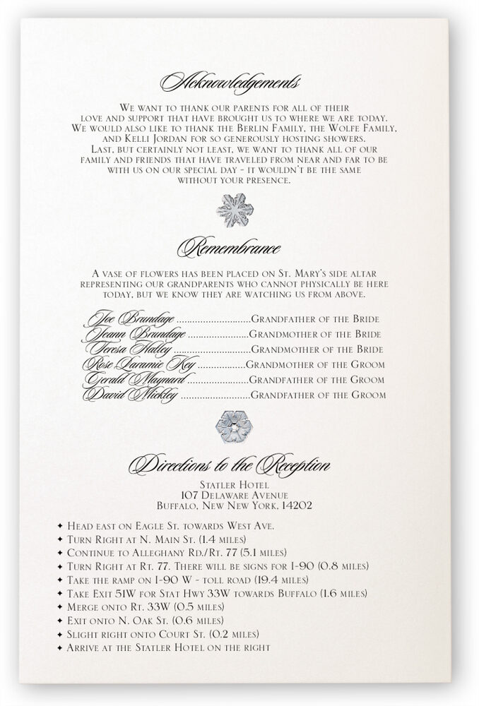 Photograph of Snowflake 03 Wedding Programs