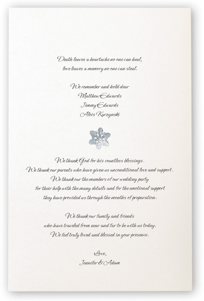 Photograph of Winter Snowflake Pattern 01 Wedding Programs
