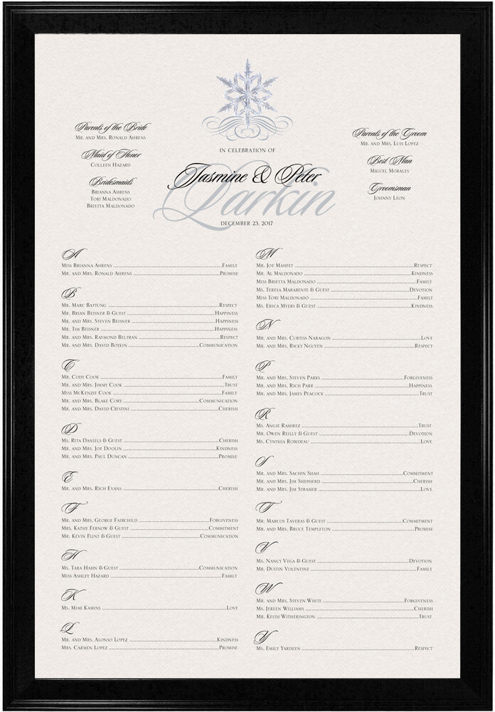 Photograph of Snowflake 03 Flourish Seating Charts