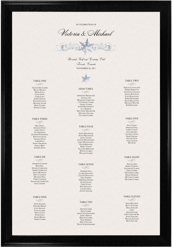 Photograph of Snowflake Pattern 04 Seating Charts