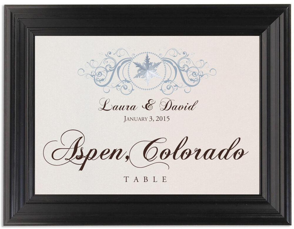 Framed Photograph of Curly Sue Snowflake Table Names