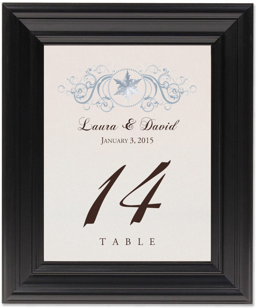 Framed Photograph of Curly Sue Snowflake Table Numbers