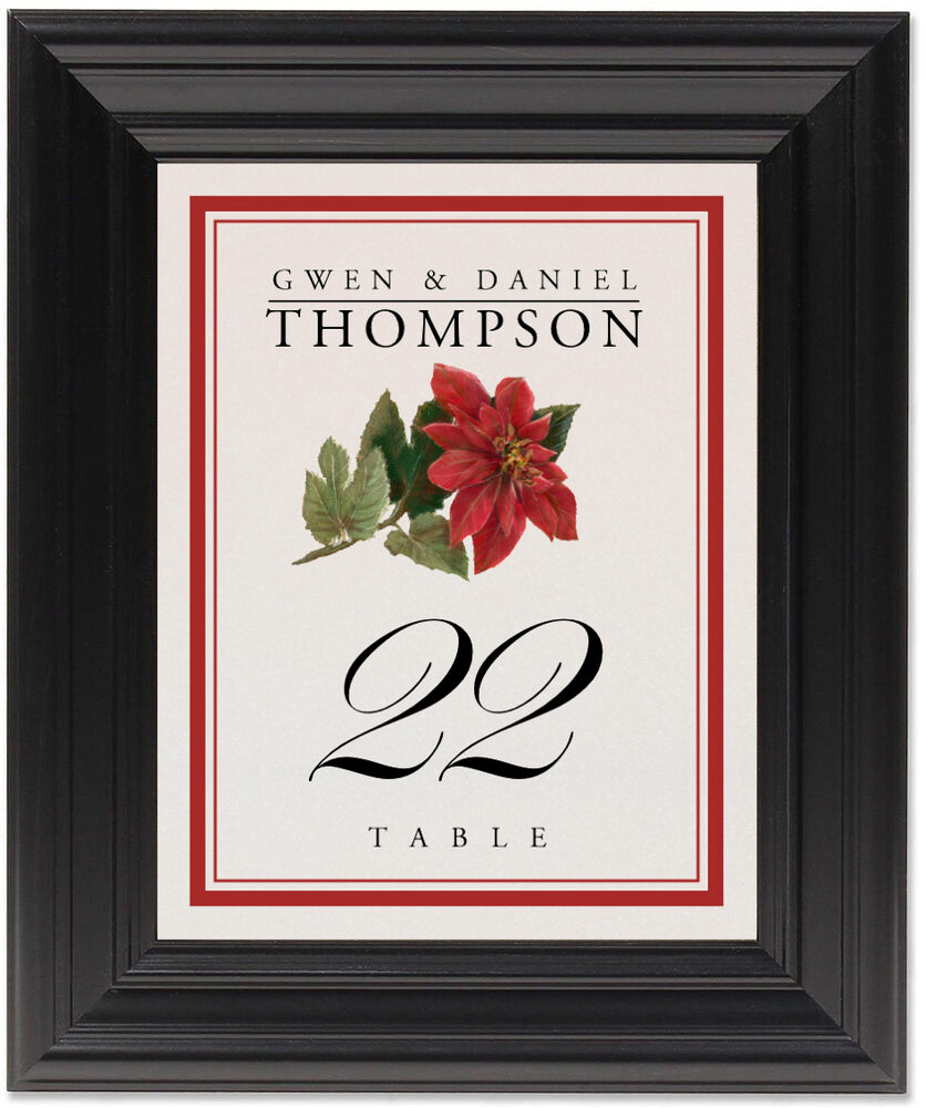 Framed Photograph of Poinsettia Table Numbers