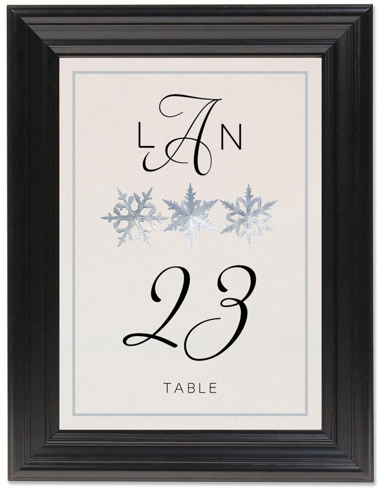 Framed Photograph of Snowflake Pattern Table Numbers
