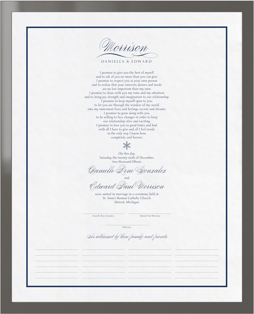 Photograph of Snowflake Drawing 01 Wedding Certificates