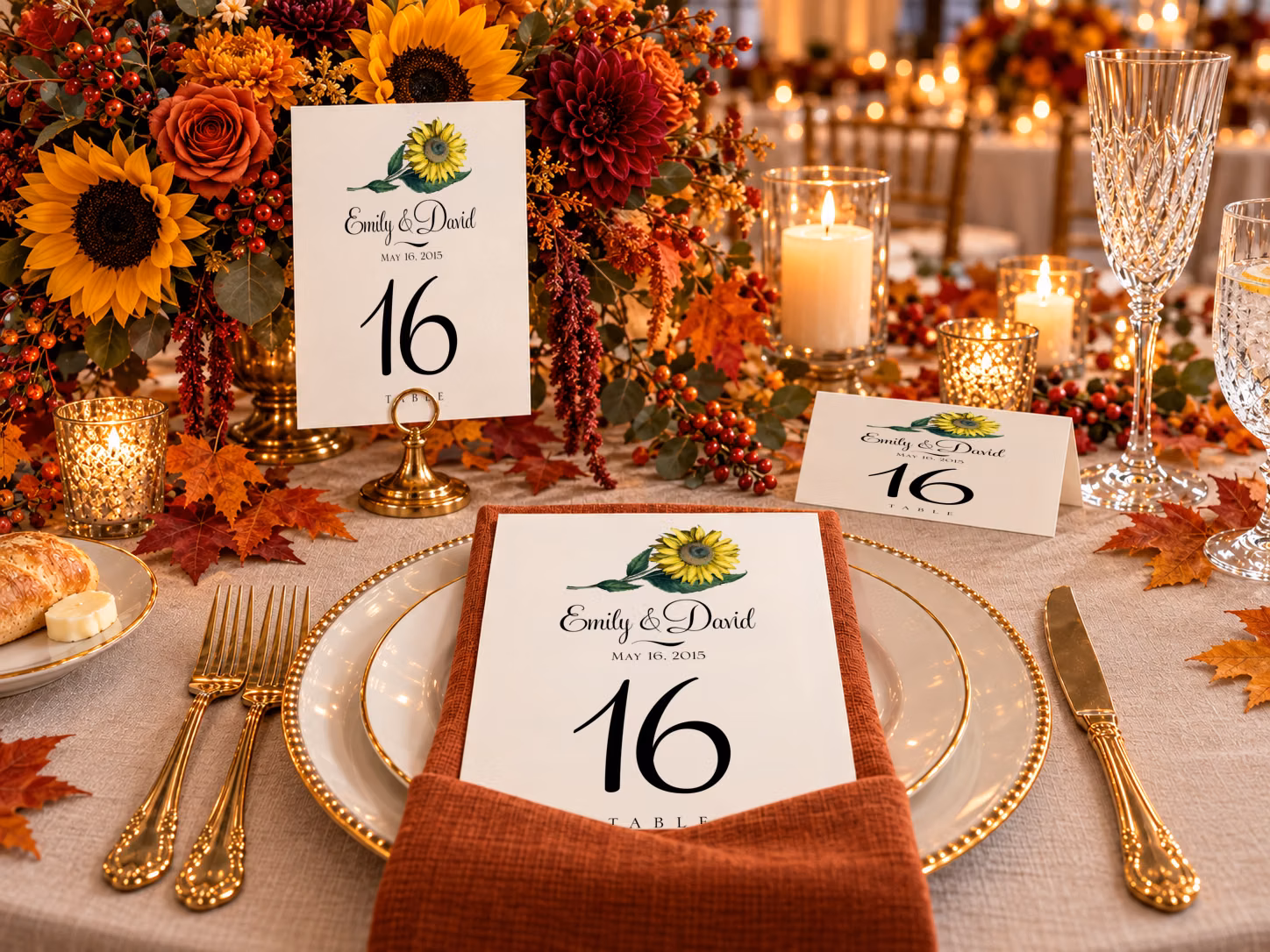 Example fall wedding stationery design