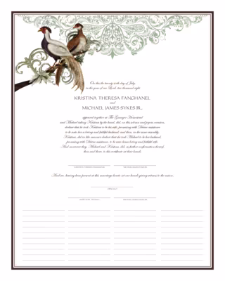 Asian Peace Birds Certificate