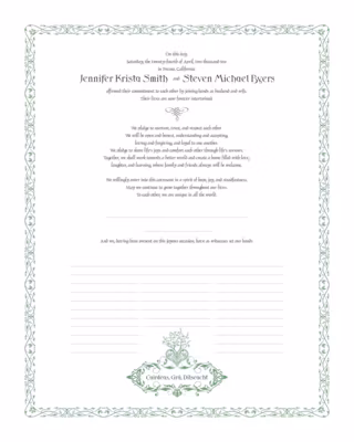 Bailey's Celtic Monogram Certificate