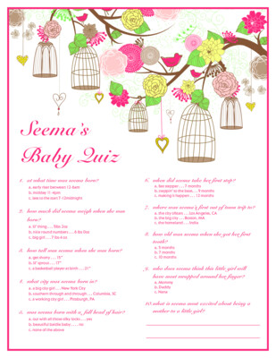 Bird Cages Baby Shower Quiz