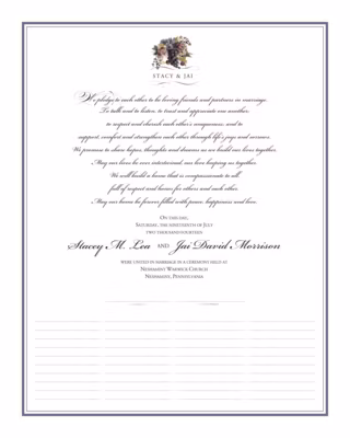 Blue Grapes and Chicory Certificate