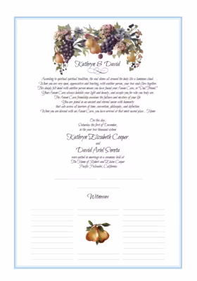 Blue Grapes and Pears Certificate